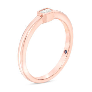 Vera Wang Love Collection 0.15 CT. Emerald-Cut Diamond Solitaire Sideways Stackable Band in 14K Rose Gold