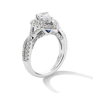 Vera Wang Love Collection 1.58 CT. T.W. Pear-Shaped Diamond Double Frame Twist Engagement Ring in 14K White Gold