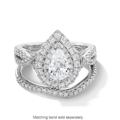 Vera Wang Love Collection 1.58 CT. T.W. Pear-Shaped Diamond Double Frame Twist Engagement Ring in 14K White Gold