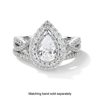 Vera Wang Love Collection 1.58 CT. T.W. Pear-Shaped Diamond Double Frame Twist Engagement Ring in 14K White Gold