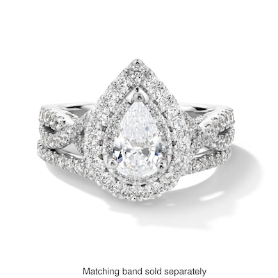 Vera Wang Love Collection 1.58 CT. T.W. Pear-Shaped Diamond Double Frame Twist Engagement Ring in 14K White Gold