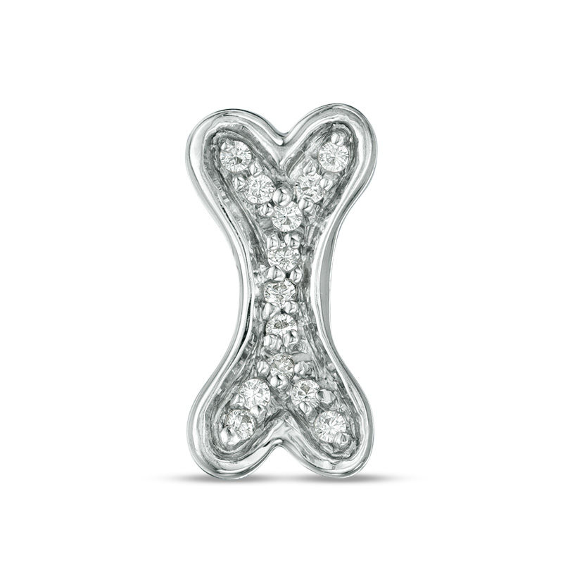 Diamond Accent Dog Bone Single Stud Earring in Sterling Silver|Peoples Jewellers