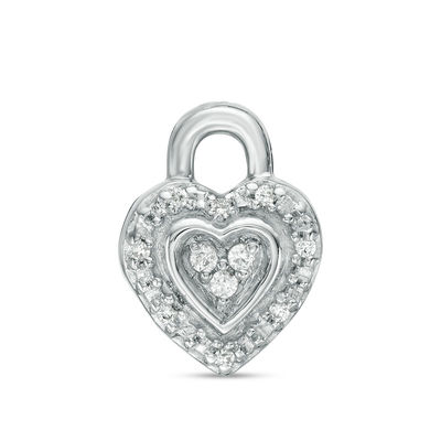 Diamond Accent Heart Lock Single Stud Earrings in Sterling Silver