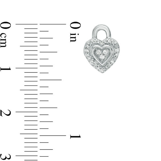 Diamond Accent Heart Lock Single Stud Earrings in Sterling Silver