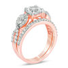 Lab-Created White Sapphire and 0.45 CT. T.W. Diamond Twist Bridal Set in 10K Rose Gold