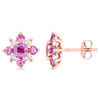 Thumbnail Image 0 of Pink and White Sapphire Flower Stud Earrings in 14K Rose Gold