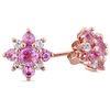 Thumbnail Image 1 of Pink and White Sapphire Flower Stud Earrings in 14K Rose Gold