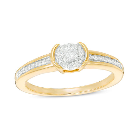 0.18 CT. T.W. Diamond Frame Promise Ring in 10K Gold