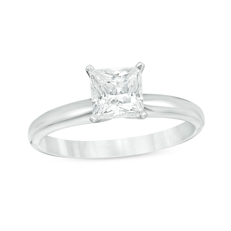 Main Image 1 of 1.20 CT. Certified Princess-Cut Diamond Solitaire Engagement Ring in 14K White Gold (J/I3)