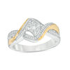 Thumbnail Image 0 of 0.087 CT. T.W. Diamond Bypass Promise Ring in Sterling Silver and 10K Gold