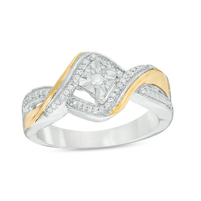 0.087 CT. T.W. Diamond Bypass Promise Ring in Sterling Silver and 10K Gold