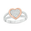 0.117 CT. T.W. Composite Diamond Heart Promise Ring in Sterling Silver and 10K Rose Gold