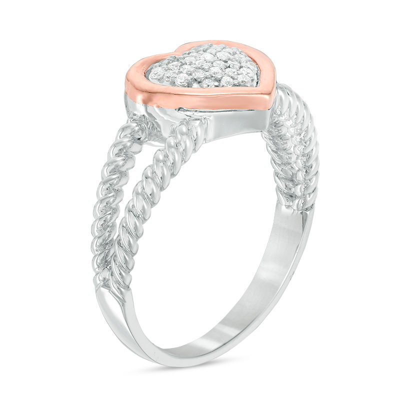 0.117 CT. T.W. Composite Diamond Heart Promise Ring in Sterling Silver and 10K Rose Gold|Peoples Jewellers
