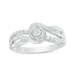 0.18 CT. T.W. Diamond Swirl Bypass Promise Ring in Sterling Silver