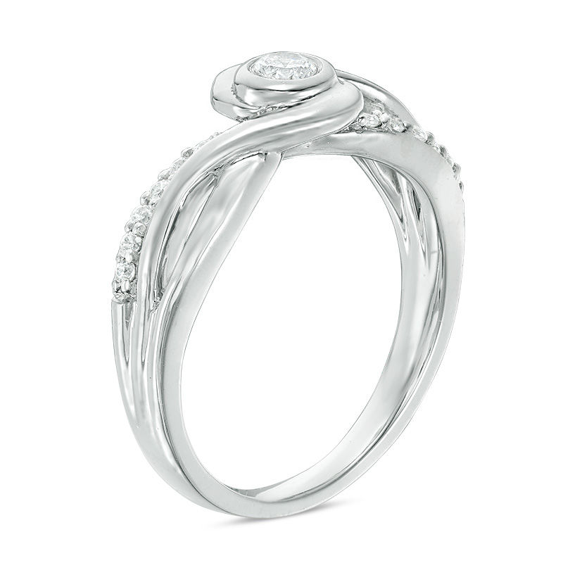 0.18 CT. T.W. Diamond Swirl Bypass Promise Ring in Sterling Silver|Peoples Jewellers