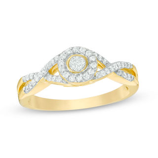 0.23 CT. T.W. Diamond Frame Split Shank Promise Ring in 10K Gold