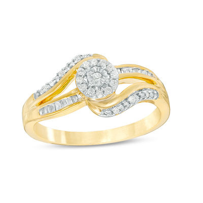 0.145 CT. T.W. Diamond Frame Bypass Promise Ring in 10K Gold