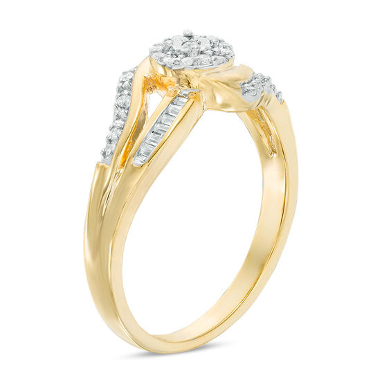 0.145 CT. T.W. Diamond Frame Bypass Promise Ring in 10K Gold