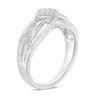 Thumbnail Image 1 of 0.115 CT. T.W. Composite Diamond Tilted Cushion Frame Multi-Row Ring in Sterling Silver