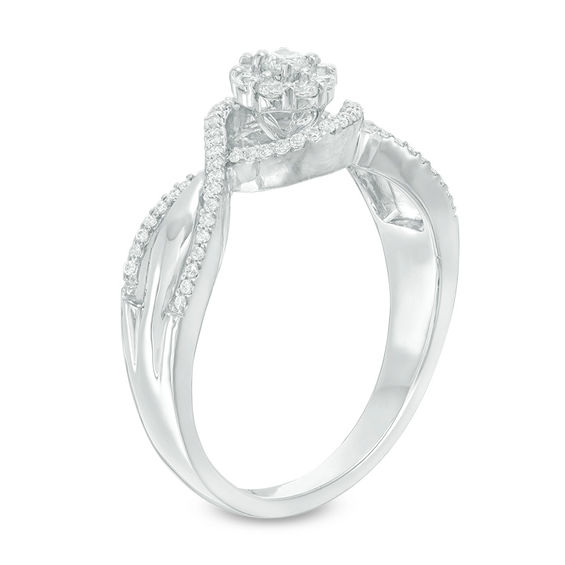 0.23 CT. T.W. Diamond Frame Promise Ring in 10K Gold