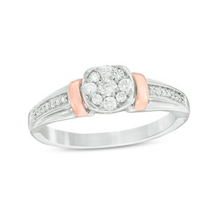 0.18 CT. T.W. Composite Diamond Collar Promise Ring in Sterling Silver and 10K Rose Gold