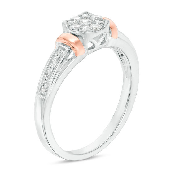 0.18 CT. T.W. Composite Diamond Collar Promise Ring in Sterling Silver and 10K Rose Gold