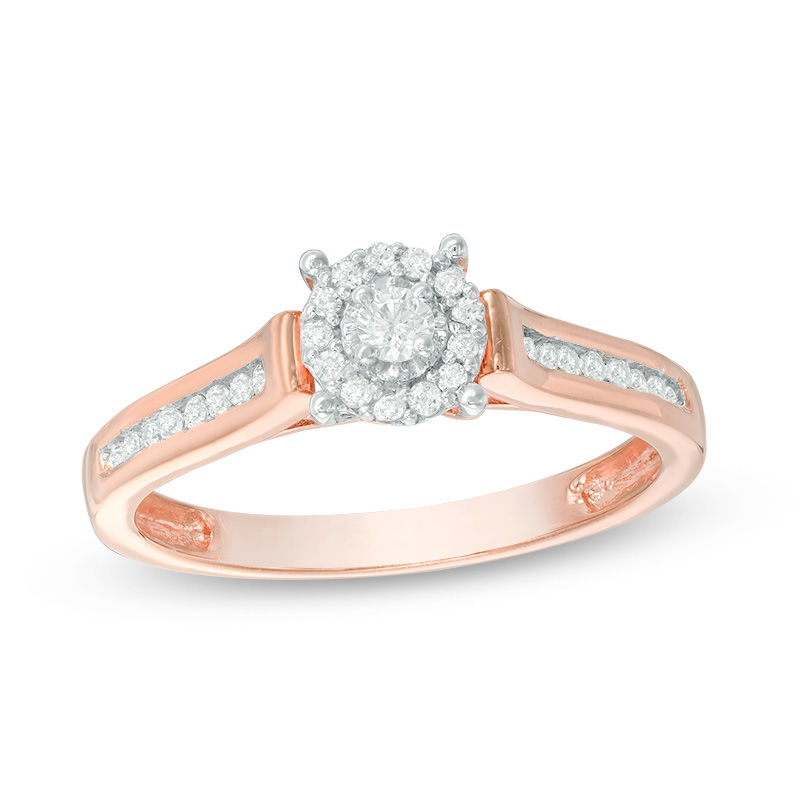 0.18 CT. T.W. Diamond Double Frame Promise Ring in 10K Rose Gold|Peoples Jewellers