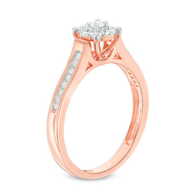 0.18 CT. T.W. Diamond Double Frame Promise Ring in 10K Rose Gold