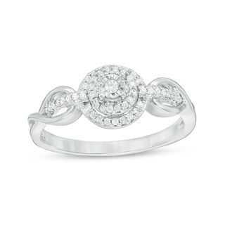 0.145 CT. T.W. Diamond Double Frame Promise Ring in 10K White Gold