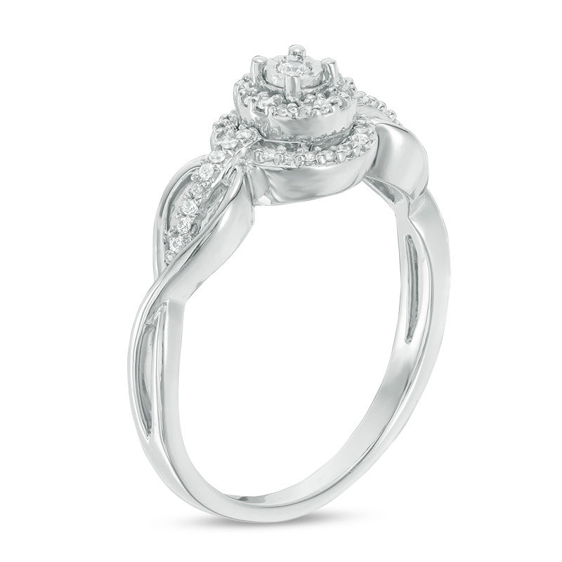 0.145 CT. T.W. Diamond Double Frame Promise Ring in 10K White Gold