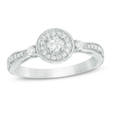 0.23 CT. T.W. Diamond Frame Promise Ring in Sterling Silver