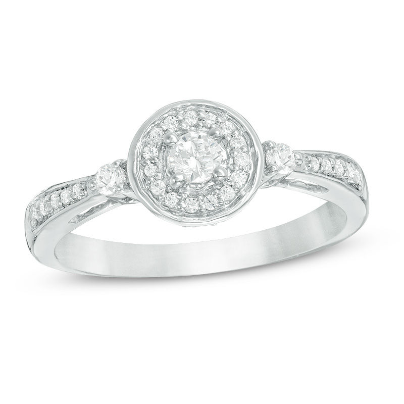 0.23 CT. T.W. Diamond Frame Promise Ring in Sterling Silver