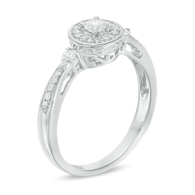 0.23 CT. T.W. Diamond Frame Promise Ring in Sterling Silver