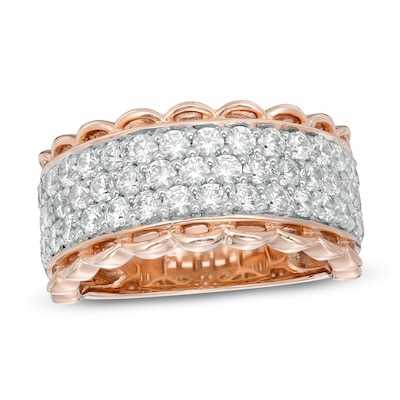 2.00 CT. T.W. Certified Canadian Diamond Multi-Row Scalloped Edge Anniversary Band in 14K Rose Gold (I/I2)