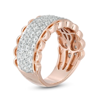 2.00 CT. T.W. Certified Canadian Diamond Multi-Row Scalloped Edge Anniversary Band in 14K Rose Gold (I/I2)