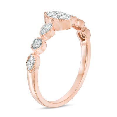 0.145 CT. T.W. Composite Diamond Marquise Promise Ring in 10K Rose Gold