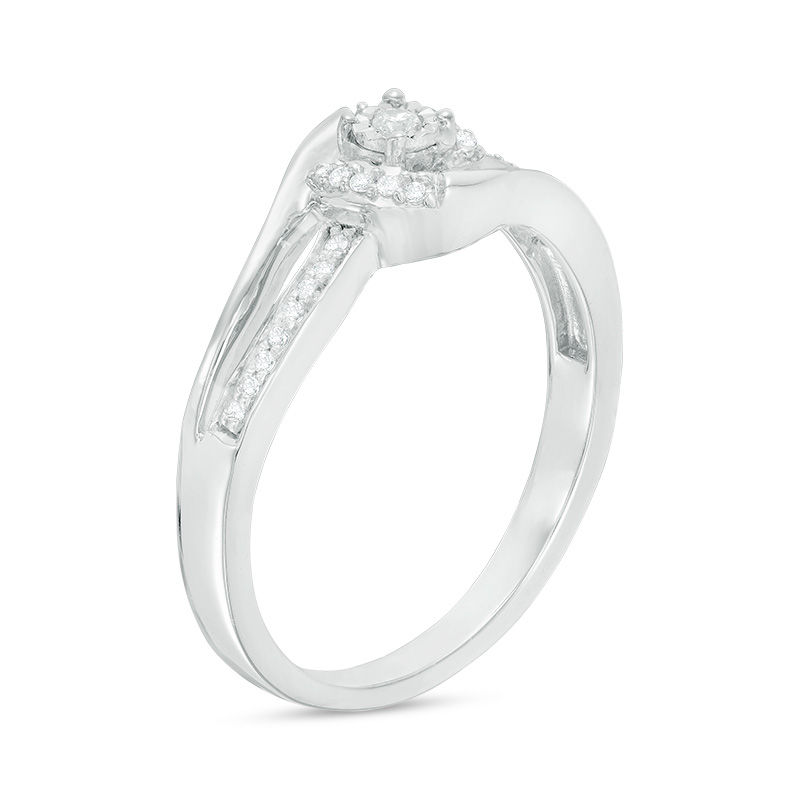 0.085 CT. T.W. Diamond Swirl Bypass Frame Promise Ring in 10K White Gold|Peoples Jewellers
