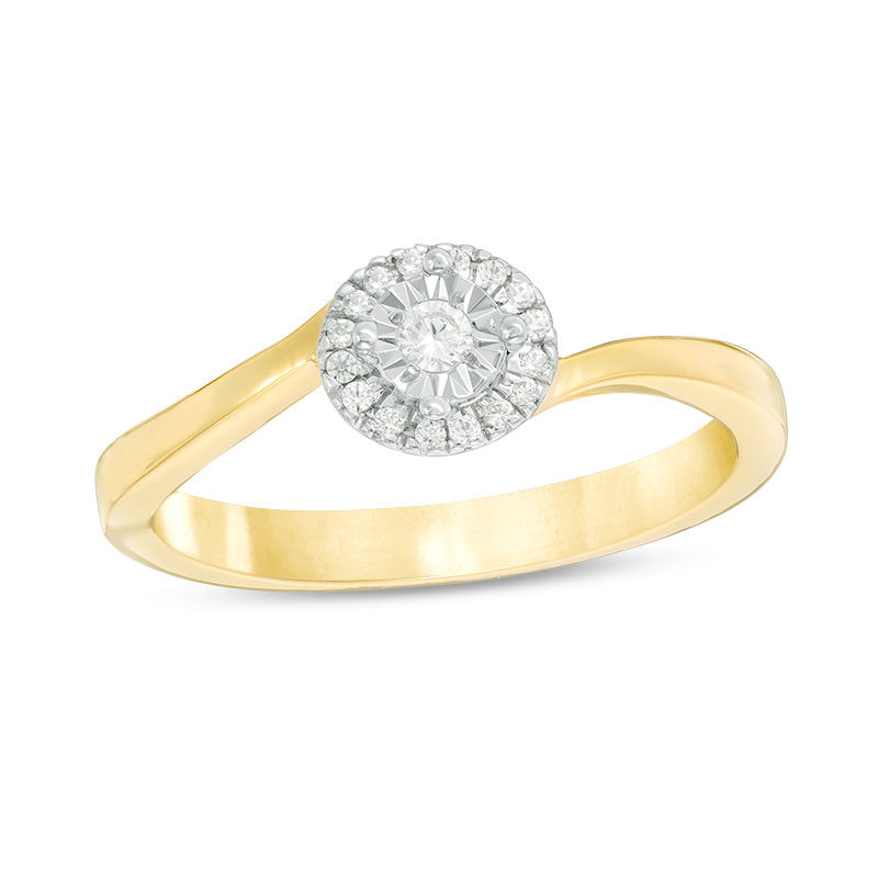 Main Image 1 of 0.085 CT. T.W. Diamond Frame Bypass Promise Ring in 10K Gold