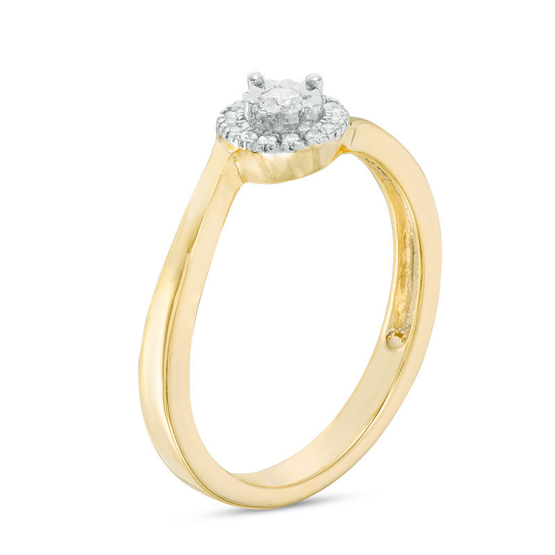 Main Image 2 of 0.085 CT. T.W. Diamond Frame Bypass Promise Ring in 10K Gold