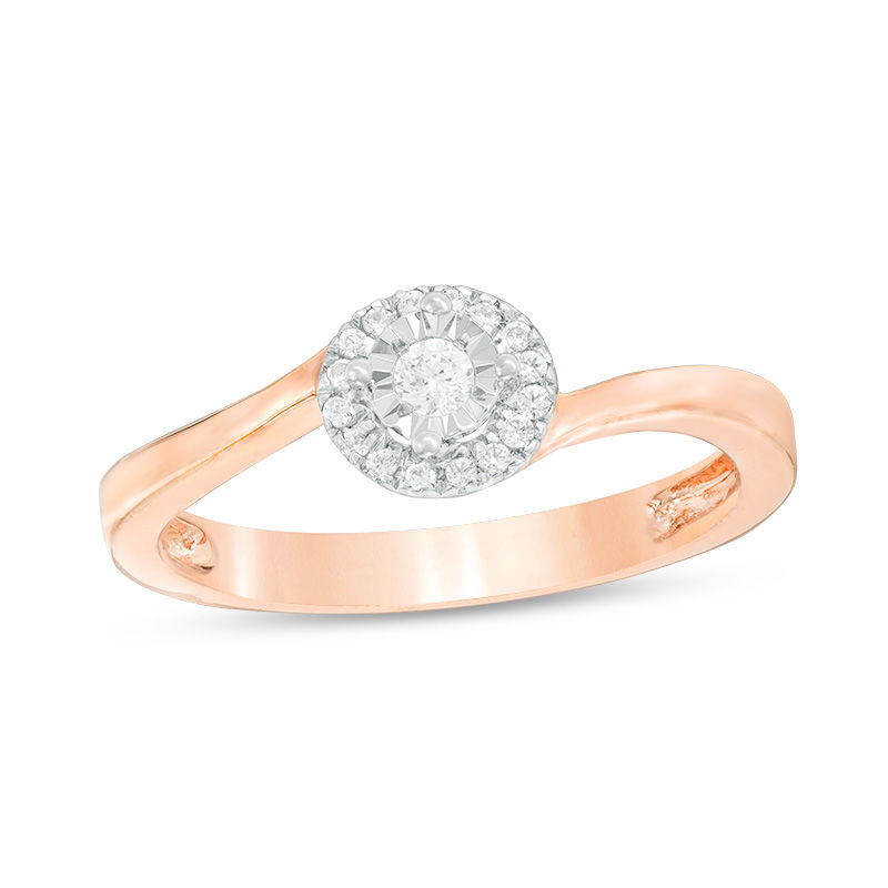 0.085 CT. T.W. Diamond Frame Bypass Promise Ring in 10K Rose Gold|Peoples Jewellers