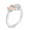 Thumbnail Image 1 of 0.085 CT. T.W. Diamond Double Heart Ring in Sterling Silver and 10K Rose Gold