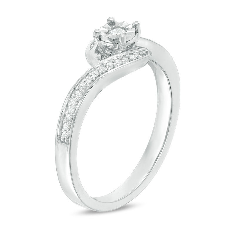 0.117 CT. T.W. Diamond Swirl Bypass Promise Ring in Sterling Silver|Peoples Jewellers