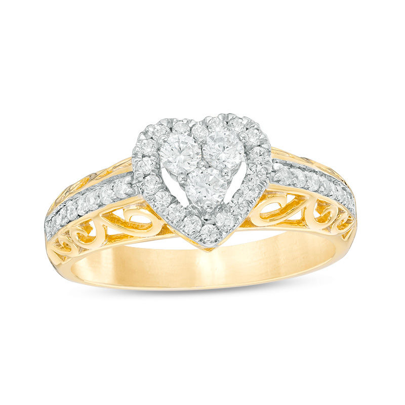 0.37 CT. T.W. Diamond Heart Frame Ring in 10K Gold|Peoples Jewellers
