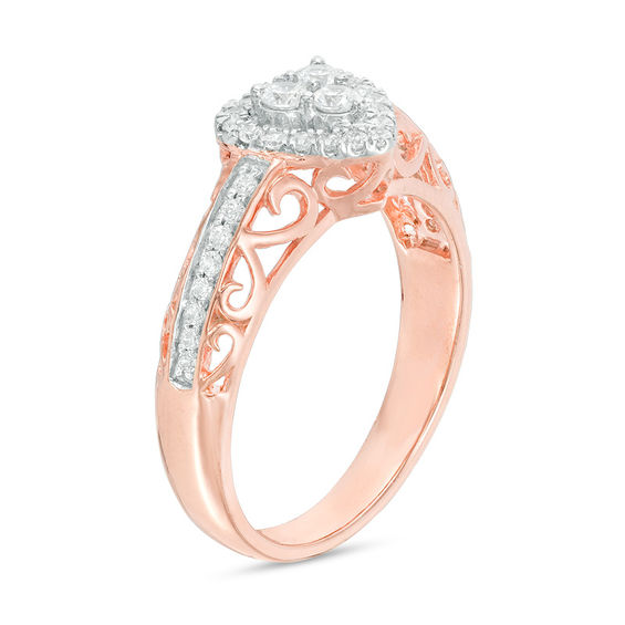 0.37 CT. T.W. Diamond Heart Frame Ring in 10K Rose Gold