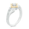 Thumbnail Image 1 of 0.145 CT. T.W. Diamond Tilted Square Frame Promise Ring in Sterling Silver and 10K Gold