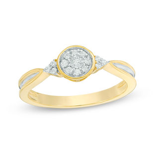 0.085 CT. T.W. Composite Diamond Tri-Sides Promise Ring in 10K Gold