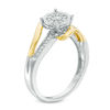 Thumbnail Image 1 of 0.115 CT. T.W. Diamond Frame Bypass Promise Ring in Sterling Silver and 10K Gold