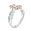 0.085 CT. T.W. Diamond Bypass Heart Ring in Sterling Silver and 10K Rose Gold