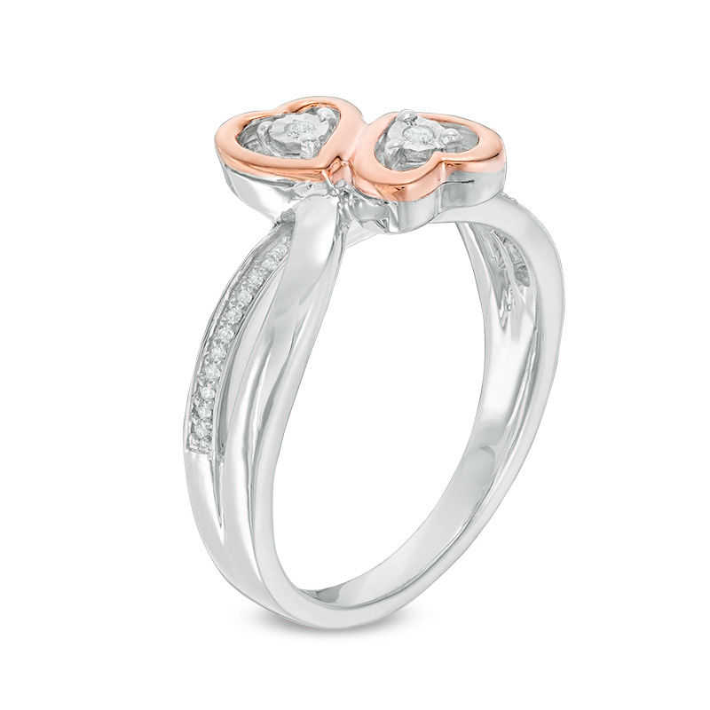 0.085 CT. T.W. Diamond Bypass Heart Ring in Sterling Silver and 10K Rose Gold|Peoples Jewellers