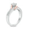 Thumbnail Image 1 of 0.116 CT. T.W. Quad Diamond Bypass Promise Ring in Sterling Silver and 10K Rose Gold